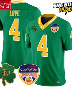 Notre Dame Fighting Irish Orange Bowl Champions Throwback Green Football Jersey