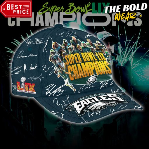 Philadelphia Eagles Super Bowl LIX Champions All Player Signatures Hat