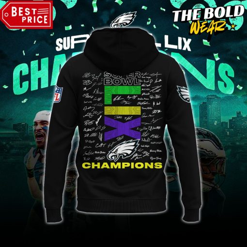 Philadelphia Eagles Super Bowl LIX Champions All Player Signatures Hoodie