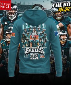 Philadelphia Eagles Super Bowl LIX Champions Green Hoodie