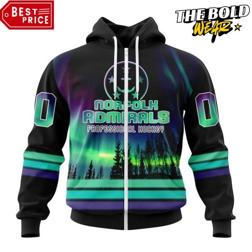 ECHL Norfolk Admirals Northern Lights Special Design Hoodie