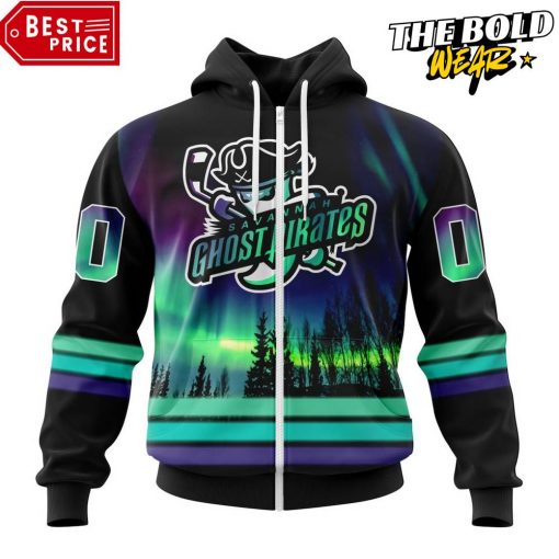 ECHL Savannah Ghost Pirates Northern Lights Special Design Hoodie