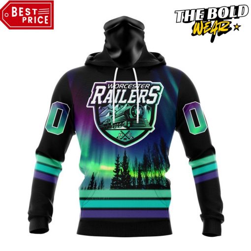 ECHL Worcester Railers Northern Lights Special Design Hoodie