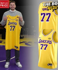 Los Angeles Lakers Show Luka Doncic Yellow Basketball Jersey