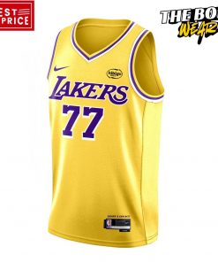 Los Angeles Lakers Show Luka Doncic Yellow Basketball Jersey