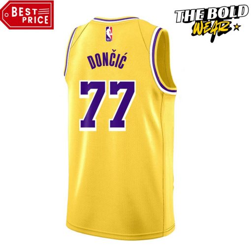 Los Angeles Lakers Show Luka Doncic Yellow Basketball Jersey