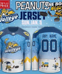 Toledo Walleye x Peanuts Night Hockey Jersey