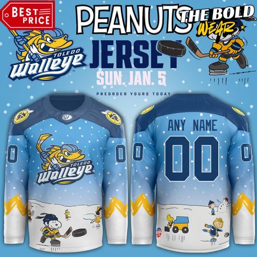 Toledo Walleye x Peanuts Night Hockey Jersey